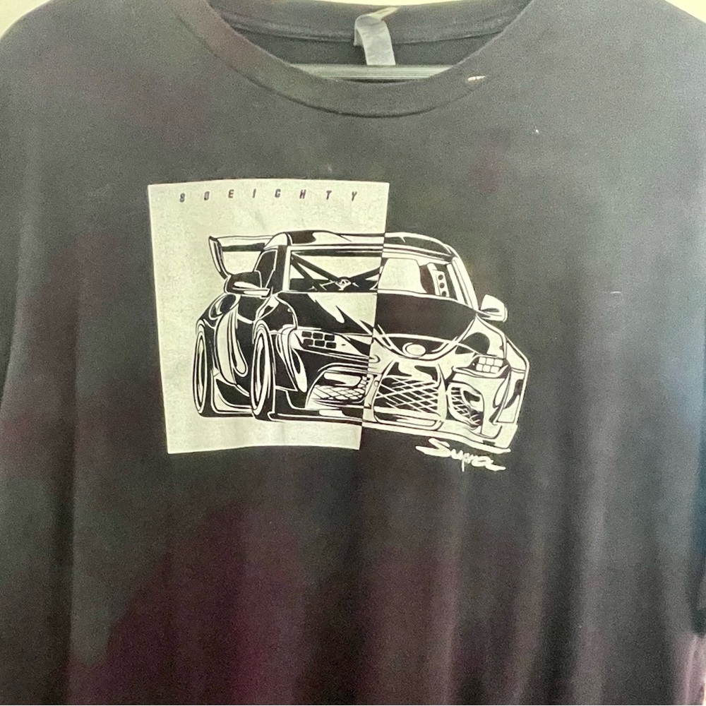 Black T-shirt with GTR design and custom dye